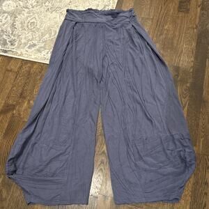 WINDHORSE Women’s Size S/M Boho Cotton Boho Festival Pants Navy Elastic Waist